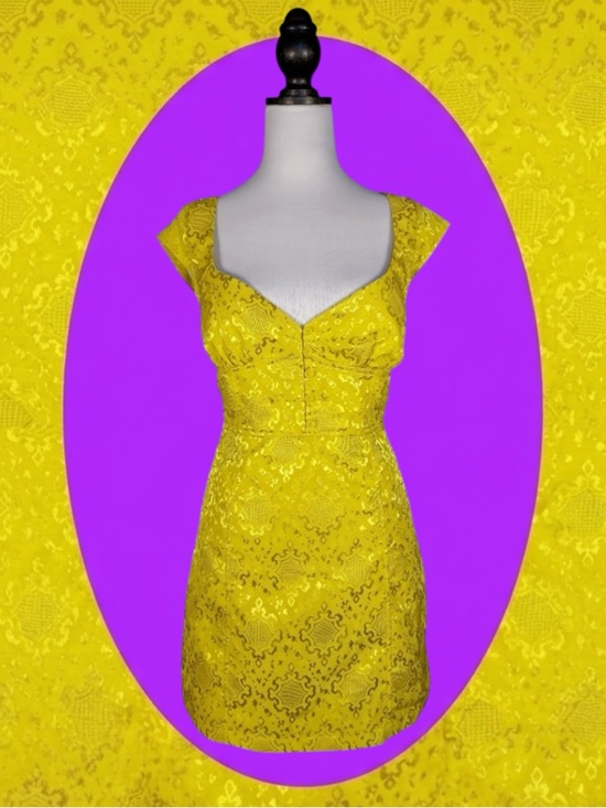 Urban Outfitters Dresses & Skirts - Urban Outfitters Coquette Regencycore Yellow Jacquard Keyhole Back  Mini Dress L